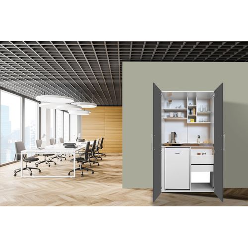 Küche Büroküche Miniküche Singleküche Weiß Peter 104 cm Respekta