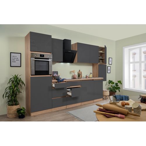 Küche Küchenzeile Küchenblock grifflos Eiche Grau Lorena 330 cm Respekta