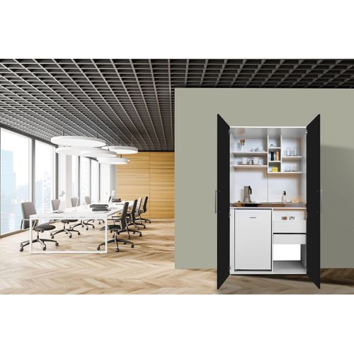 Küche Büroküche Miniküche Singleküche Weiß Schwarz Peter 104 cm Respekta