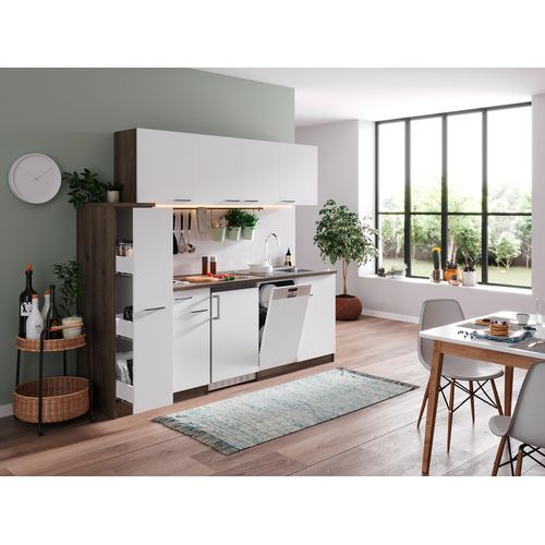 Küche Küchenzeile Singleküche Eiche York Weiß Oliver 225 cm Respekta