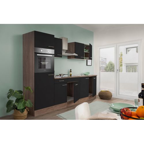 Küche Küchenzeile Küchenblock Eiche York Schwarz Oliver 270 cm Respekta