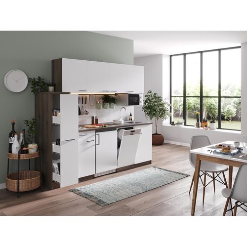 Küche Küchenzeile Singleküche Eiche York Weiß Oliver 225 cm Respekta