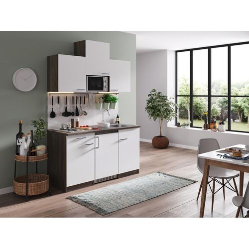 Küche Küchenzeile Singleküche Eiche York Weiß Oliver 150 cm Respekta