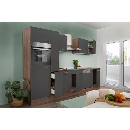 Küche Küchenzeile Küchenblock Einbauküche Eiche York Grau Oliver 310 cm Respekta
