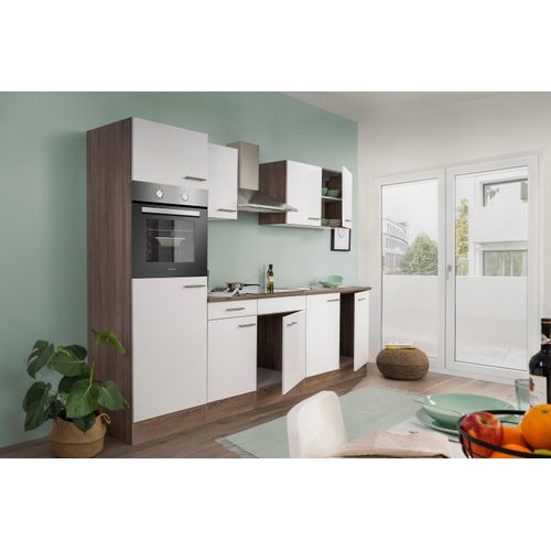 Küche Küchenzeile Küchenblock Einbauküche Eiche York Weiß Oliver 270 cm Respekta