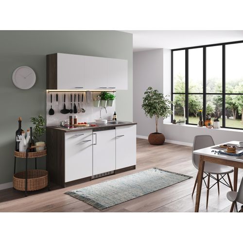 Küche Küchenzeile Singleküche Eiche York Weiß Oliver 150 cm Respekta