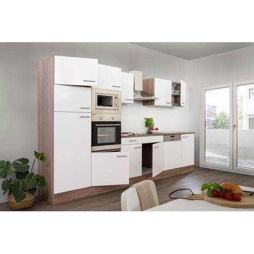 Küche Küchenzeile Küchenblock Einbauküche Eiche York Weiß Oliver 340 cm Respekta