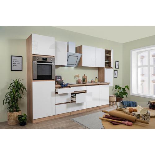 Küche Küchenzeile Leerblock grifflos Eiche Weiß Lorena 330 cm Respekta