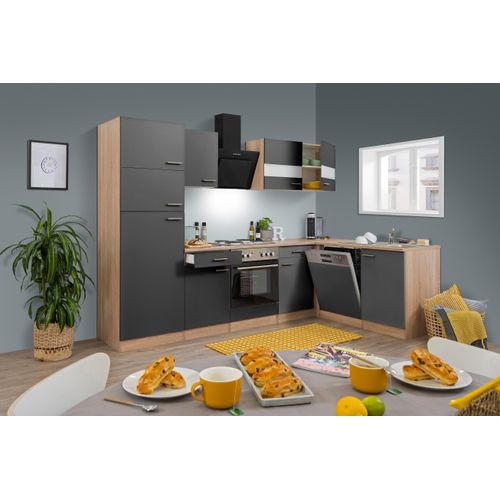 Küche Küchenzeile Küchenblock Winkelküche Eiche Grau Merle 280x172 cm Respekta