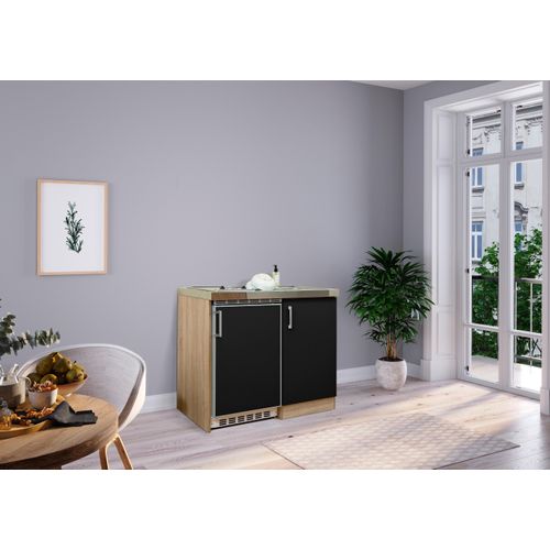 Küche Miniküche Singleküche Pantry Eiche Schwarz Levin 100 cm Respekta