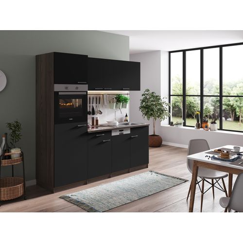 Küche Küchenzeile Küchenblock Eiche York Schwarz Oliver 205 cm Respekta