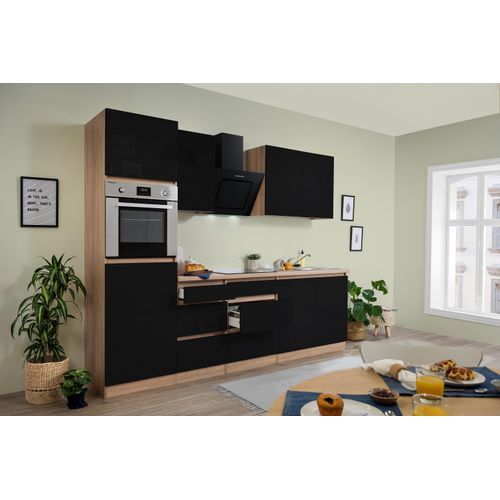Küche Küchenzeile Leerblock grifflos Eiche Schwarz Lorena 270 cm Respekta