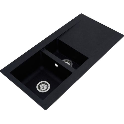 Einbauspüle Küchenspüle Spüle Granit Mineralite 100 x 50 Schwarz Respekta Denver