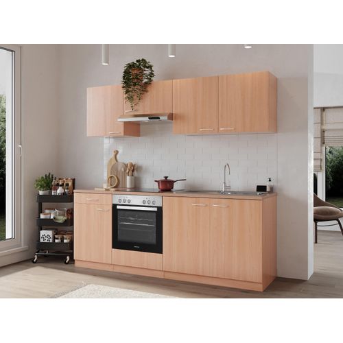 Küche Küchenzeile Küchenblock Einbauküche Buche Gerda 210 cm Respekta