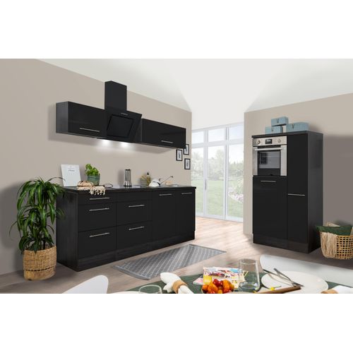 Küche Küchenzeile Küchenblock Eiche Schwarz Amanda 300 cm Respekta Premium