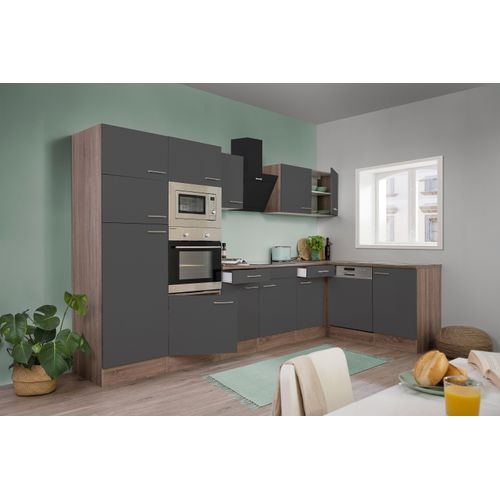 Küche Küchenzeile Winkelküche Eiche York Grau Oliver 340 x 172 cm Respekta