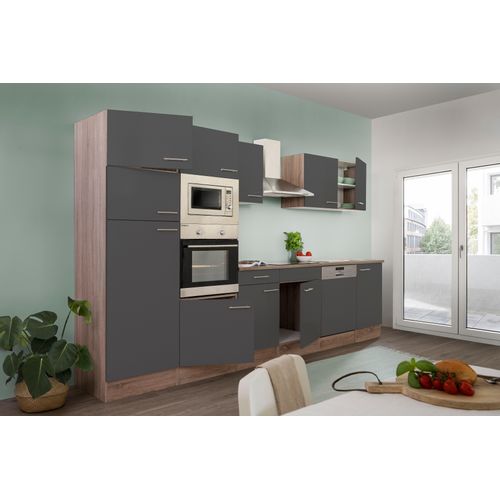 Küche Küchenzeile Küchenblock Einbauküche Eiche York Grau Oliver 340 cm Respekta