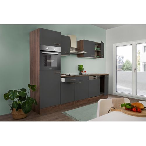 Küche Küchenzeile Küchenblock Einbauküche Eiche York Grau Oliver 280 cm Respekta
