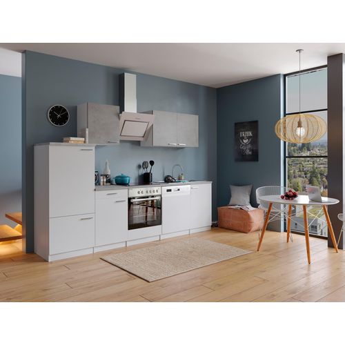 Küche Küchenzeile Küchenblock Einbauküche Weiß Beton Malia 280 cm Respekta