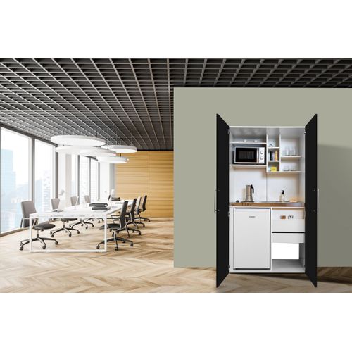 Küche Büroküche Miniküche Singleküche Weiß Schwarz Peter 104 cm Respekta