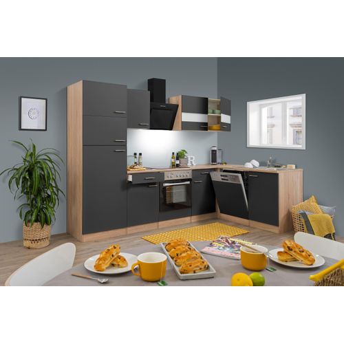 Küche Küchenzeile Leerblock Winkelküche Eiche Grau Merle 280x172 cm Respekta