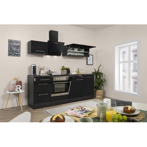 Küche Küchenzeile Küchenblock Eiche Schwarz Amanda 220 cm Respekta Premium