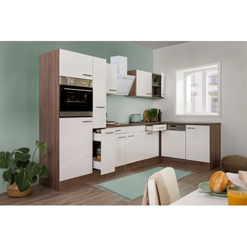 Küche Küchenzeile Winkelküche Eiche York Weiß Oliver 310 x 172 cm Respekta