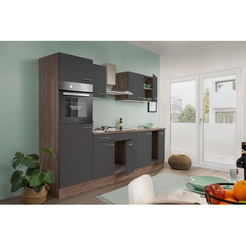 Küche Küchenzeile Küchenblock Einbauküche Eiche York Grau Oliver 270 cm Respekta