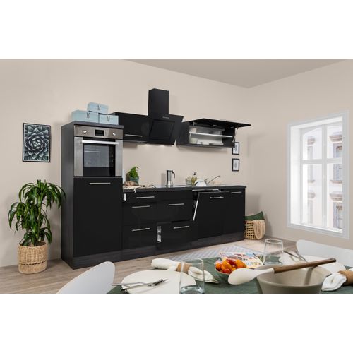 Küche Küchenzeile Küchenblock Eiche Schwarz Amanda 280 cm Respekta Premium