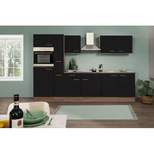 Küche Küchenzeile Küchenblock Eiche York Schwarz Oliver 300 cm Respekta
