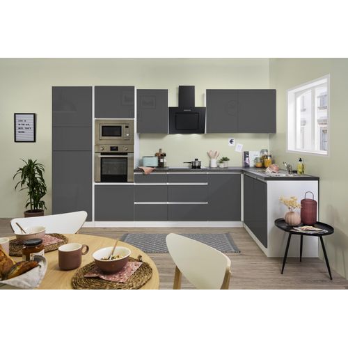 Küche Küchenzeile Winkelküche grifflos Weiß Grau Lorena 345 x 172 cm Respekta
