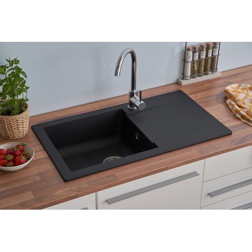 Einbauspüle Küchenspüle Spüle Granit Mineralite 78 x 44 Schwarz Respekta Denver
