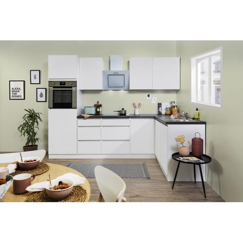 Küche Küchenzeile Winkelküche grifflos Weiß Lorena 280 x 172 cm Respekta