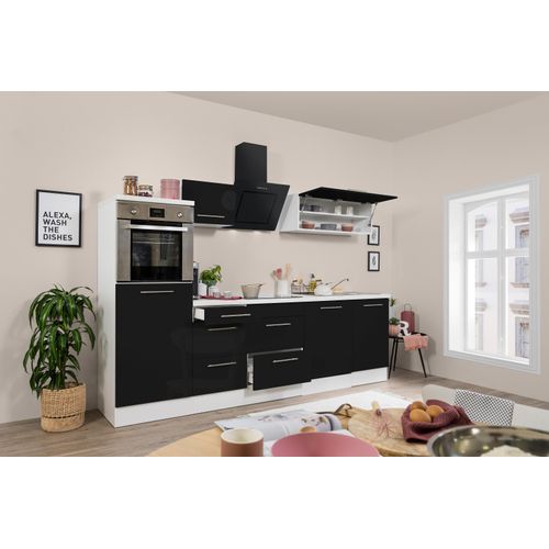 Küche Küchenzeile Küchenblock Weiß Schwarz Amanda 280 cm Respekta Premium