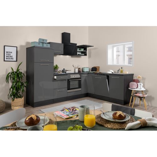 Küche Küchenzeile Winkelküche Eiche Grau Amanda 260 x 200 cm Respekta Premium