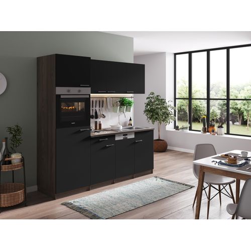 Küche Küchenzeile Küchenblock Eiche York Schwarz Oliver 205 cm Respekta