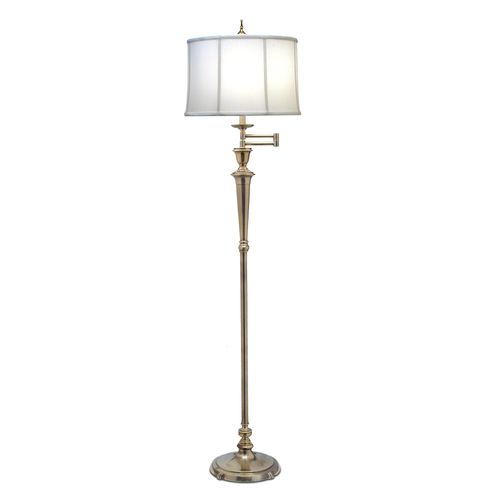 Stehlampe, Zinkguss Leinen, Messing, H 167,6 cm