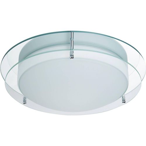Deckenleuchte 38cm Badezimmer, Chrom, Klarglas und Opalglas
