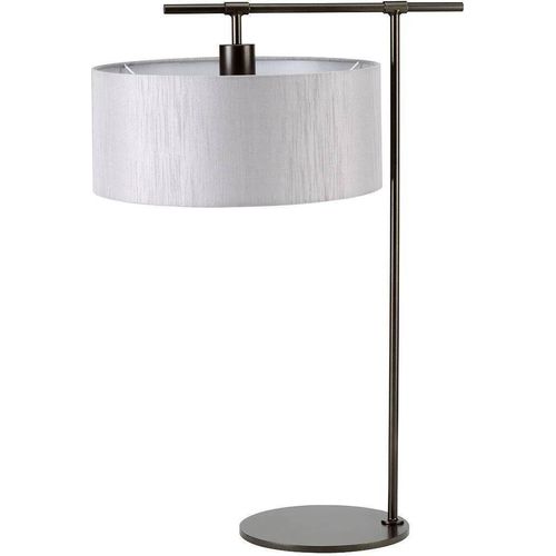 Tischleuchte Balance 1xE27 Nickel poliert, Stoff weiss H:65cm B:34cm