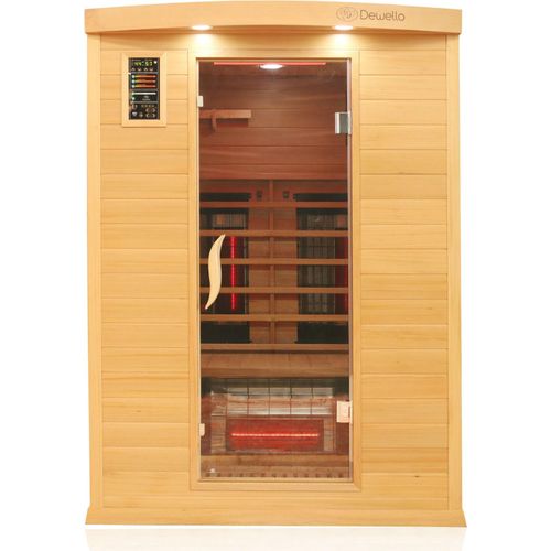 Dewello Infrarotkabine Infrarotsauna PIERSON PRO 135cm x 105cm Hemlock-Zeder inkl. DUO Strahler, Vollspektrumstrahler, Bodenstrahler