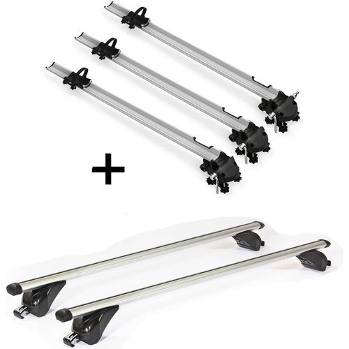 3x Fahrradträger Bike Pro + Dachträger/Relingträger VDP KING1 kompatibel mit für Jeep Compass II (5 Türer) ab 17