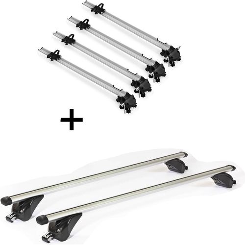 4x Fahrradträger Bike Pro + Dachträger/Relingträger VDP KING1 kompatibel mit für Jeep Compass II (5 Türer) ab 17