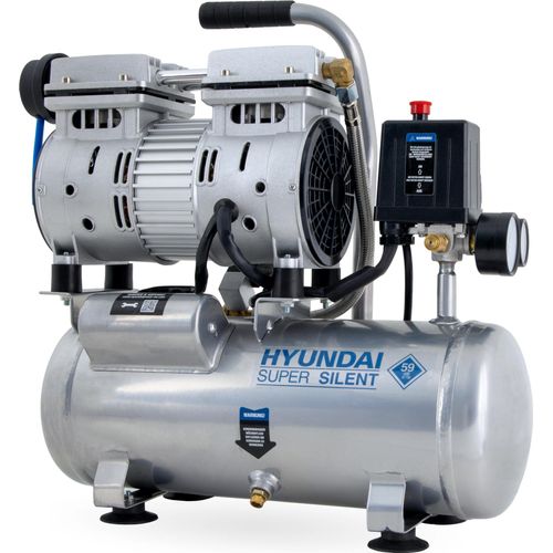 HYUNDAI Silent Kompressor SAC55751 (8 bar, 6L, tragbar, ÖLFREI, 59 dB, 550 W / 0.75 PS)