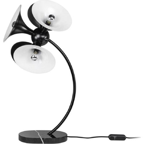 Casa Padrino Luxus Tischleuchte Schwarz / Weiß 41 x 41 x H. 77 cm - Schreibtischlampe - Aluminium Lampe mit Marmorfuß - Wohnzimmer Lampe - Büro Lampe
