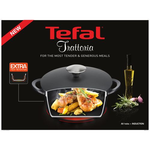 Tefal Trattoria Schmortopf mit Gussdeckel, 24 cm, Aluguss, E21846