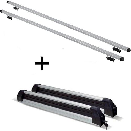 Skiträger Silver Ice ausziehbar + Dachträger RAPID kompatibel mit Chrysler Gran Voyager (5Türer) ab 08
