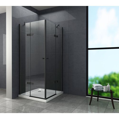 Duschkabine CORNO (schwarz) 90 x 75 x 195 cm ohne Duschtasse