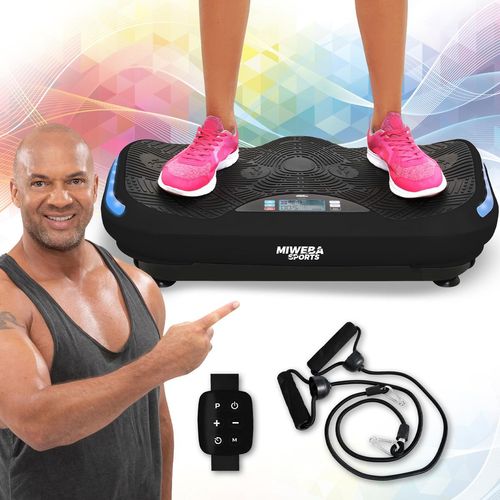 4D Vibrationsplatte MV300 | Vibrotrainer - Fitnessgerät - Vibration - Fitness Training - Zubehör - 16 Stufen - Bluetooth - Lautsprecher (Schwarz)