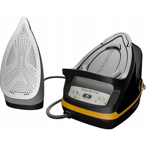 Rowenta Compact Steam Pro DG7644 Bügelstation de Dampf, 2200 W, 1100 Milliliter, Schwarz und Gelb