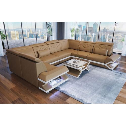 Ledersofa Sorrento U Form Mini Premium Kunstleder